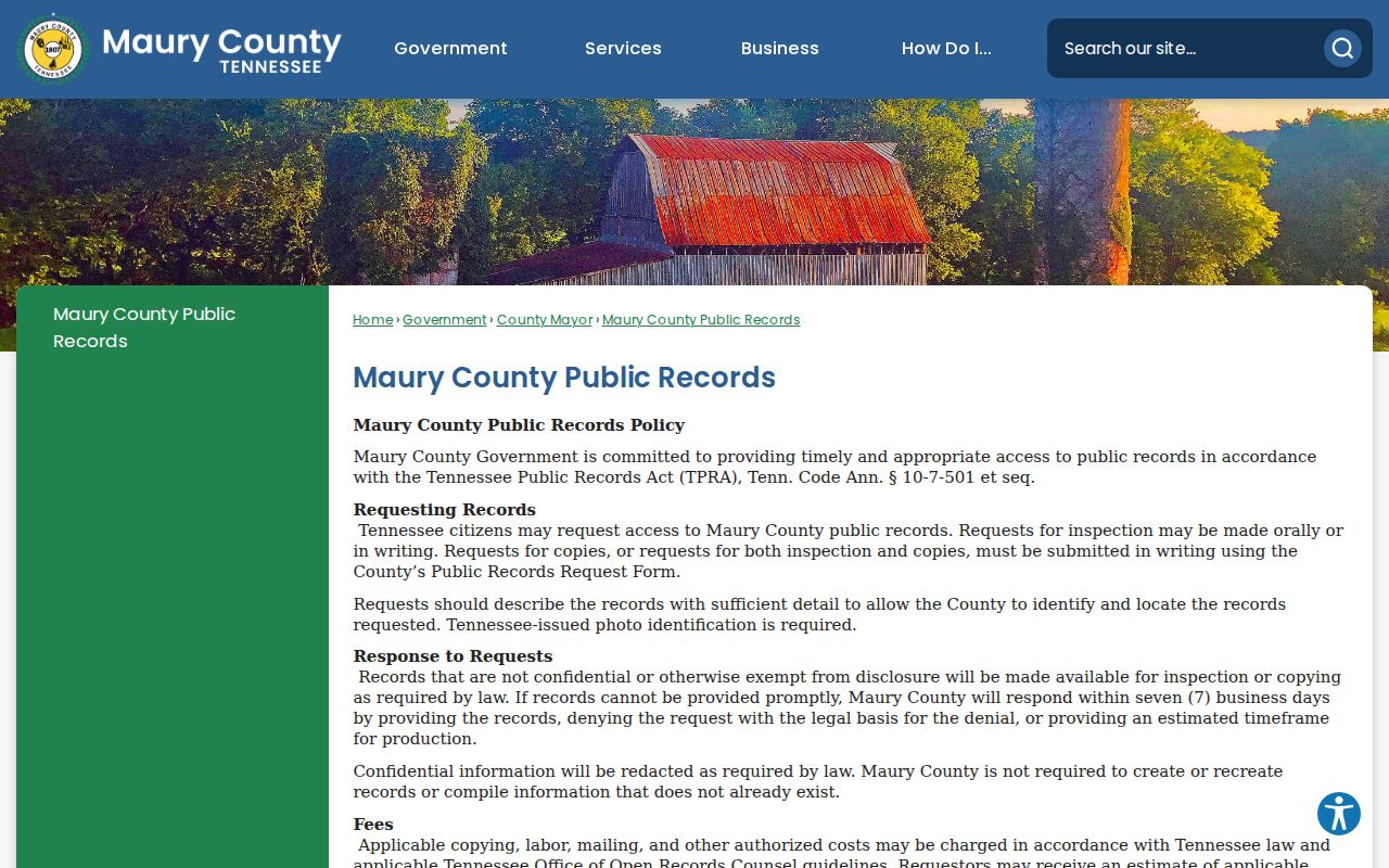 Maury County warrant records: photo identification and records response rules