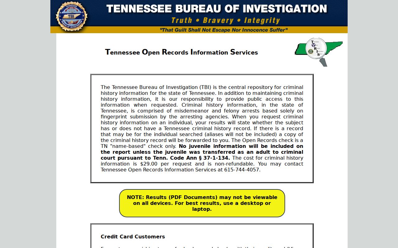 Maury County warrant records: blank TBI TORIS name-based criminal-history form