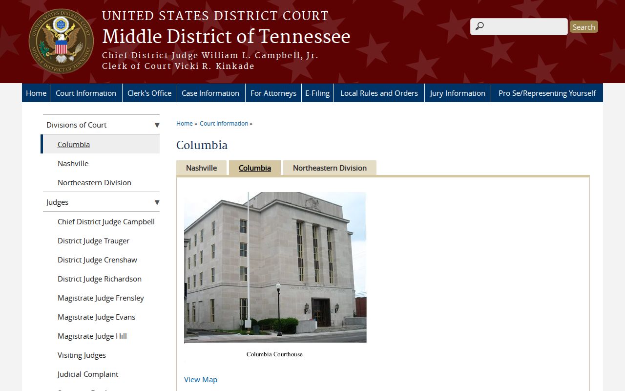 Maury County arrest warrant records: official federal court Columbia location
